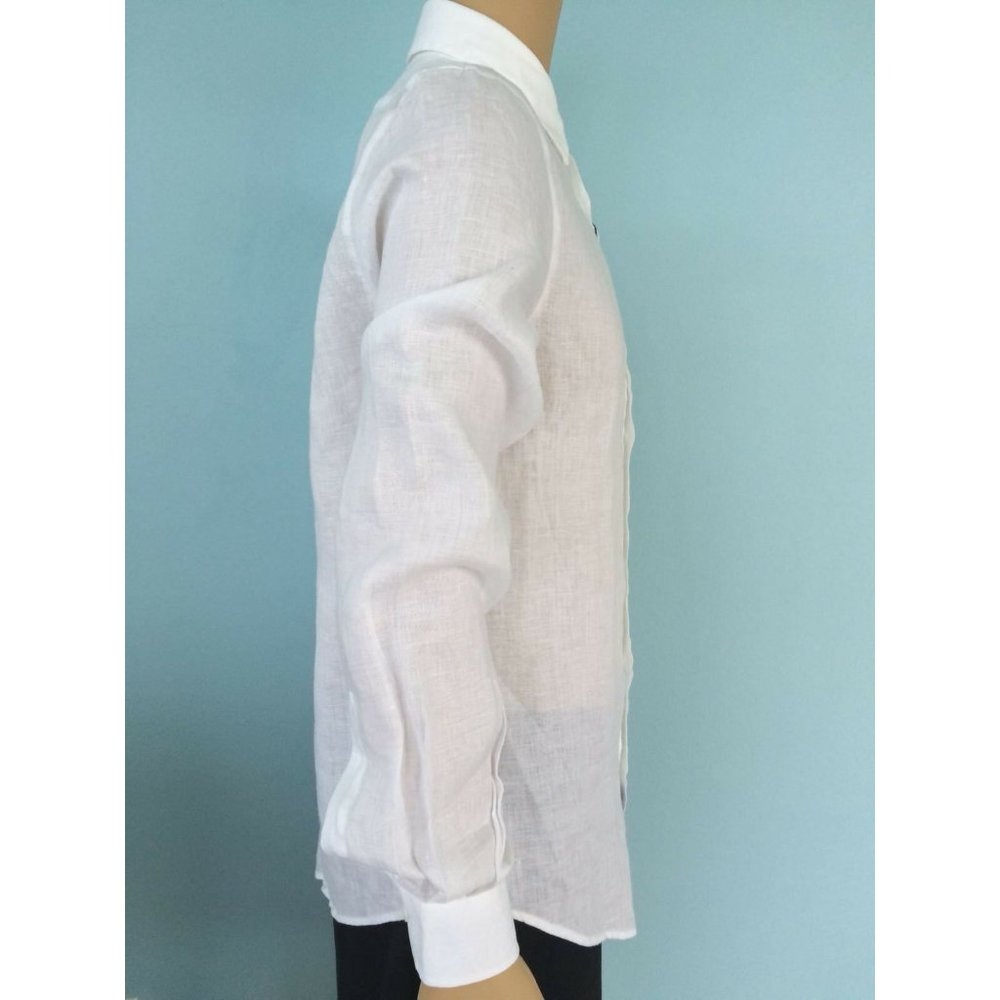 NWT Armani Jeans AJ Shirt Mens 100% Linen Classic Button Down White Size S - Picture 5 of 12
